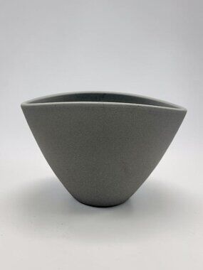 German Gray Ceramic Oval Planter Bowl Matte Textured Minimalist Decor 8.5"